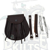 Brown Leather Kilt Sporran – New Premium Design with Free Chain by BattleOfKilts